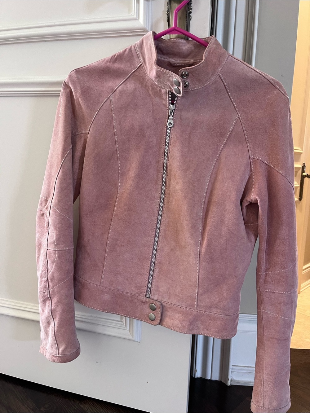 Wilsons Leather Dusty Rose Suede Moto Jacket